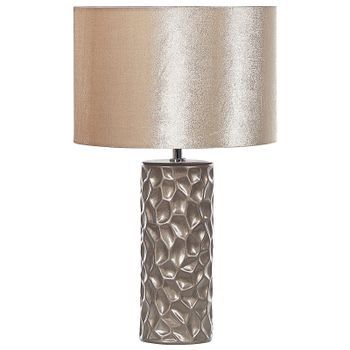 Lámpara De Mesa De Cerámica Dorada Pantalla De Terciopelo 50 Cm Patrón Geométrico Glamour Sala De Estar Dormitorio Sankuru