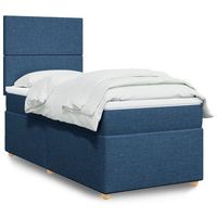 cama para adulto  cama individual  cama box spring con colchon tela azul 100x200 cm cfw80207