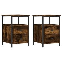 2 uds mesita noche mesilla madera ingenieria roble ahumado 34x355x50cm