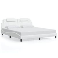cama doble  cama para adultos  estructura cama con luces led cuero sintetico blanco 180x200 cm cfw6475383
