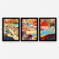 cuadro decorativo enmarcado 3sc197 multicolor 35x45 cm 3 piezas