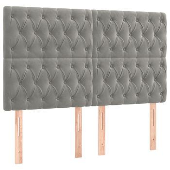 Cabecero Gris Claro 144x7x118/128 Cm Terciopelo Vidaxl