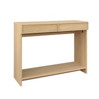 consola efecto madera con 2 cajones y estante 100cm natural