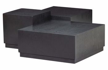 Set de 3 mesas de centro cuadradas en MDF negro mate