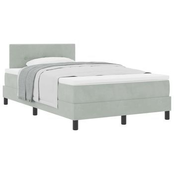 Cama Tipo Box Spring Gris Claro 120 X 190 Cm Terciopelo Vidaxl