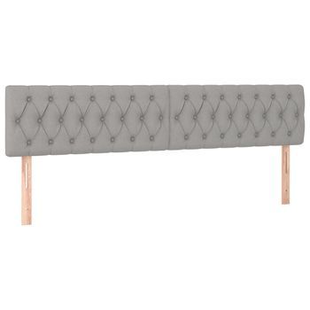 Cabecero Cama Mueble De Dormitorio Con Led De Tela Claro 200 X 7 X 78/88 Cm Gris M02_0000658