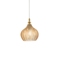 cleofe - lampara colgante de cristal ambar transparente y laton - casquillo 1xe27 estilo vintage ip20 1xe27 max 1x60w d23cm bombillas excluidas