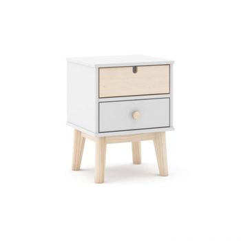 Mesita de noche de 2 cajones y patas 40x51,3 cm cloud blanco oak soft