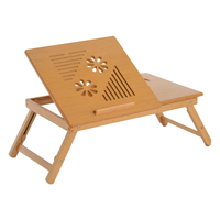 homcom mesa de cama bandeja para ordenador mesa auxiliar de bambu para bebidas bandeja reclinable plegable y regulable en altura con cajon 55x35x22 cm natural