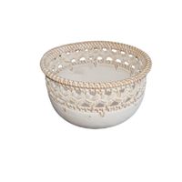 bol de madera con detalles de ratan d20 cm