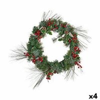 corona de navidad frutos rojos rojo verde plastico 44 x 18 x 44 cm 4 unidades