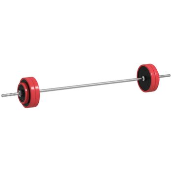 SPORTNOW Barra de Pesas 30 kg con 6 Discos y 1 Barra 170x26x26 cm Rojo