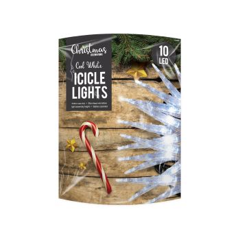 10 LED Cool White Icicle Lights