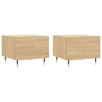 2 uds mesas de centro - mesas de cafe madera ingenieria roble sonoma 50x50x40cm
