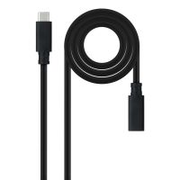 cable usb-c nanocable 10014500 32 gen2x2 20gbps 100w 05m macho-hembra negro