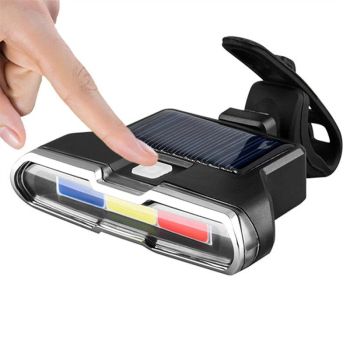 Bikight Luz trasera de bicicleta solar con batería de 300mAh, 7 modos de luz, carga mediante conector Type-C, resistente