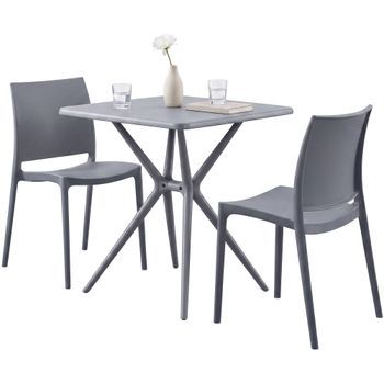Conjunto De Muebles De Jardin Amino Con 2 Sillas Plástico Gris 72x156x81 Cm Clp