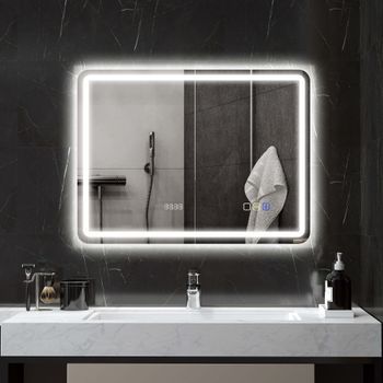 Espejo De Baño De Vidrio Templado Homcom 80x60 Cm Plata