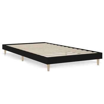 Cama Individual | Cama Para Adultos | Estructura De Cama Madera Contrachapada Negra 90x190 Cm
