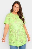 yours camiseta verde lima de malla floral mujer curvy y tallas grandes yours