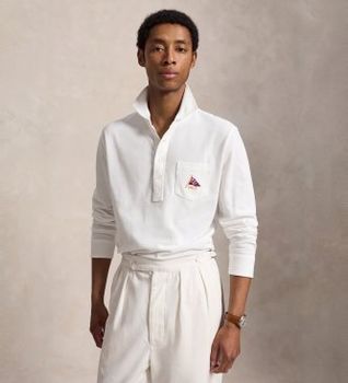 Polo Ralph Lauren para hombre. 710B19226002 Polo de piqué bordado Classic Fit blanco (M), Casual, Algodón, Manga larga
