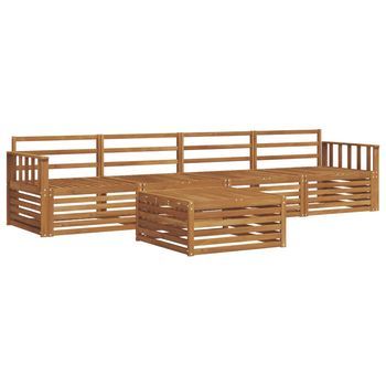 Conjunto De Sofás De Exterior 5 Piezas | Mueble De Jardín Natural