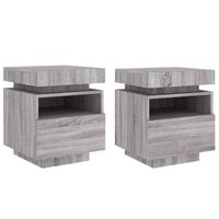 mesitas de noche con luces led 2 uds gris sonoma 40x39x485 cm vidaxl