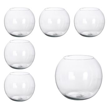 Floreros bola de cristal transparente pack 6 unidades para centros de mesa en restaurantes, bares, hoteles y eventos con flores, velas o piedras decorativas