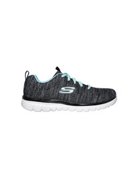 Zapatillas Skechers Graceful-Twisted For Mujer Black & Silver Turquoise