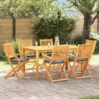 sillas de jardin plegables con cojin gris 6pcs de madera solida de acacia v7111 unico  gris