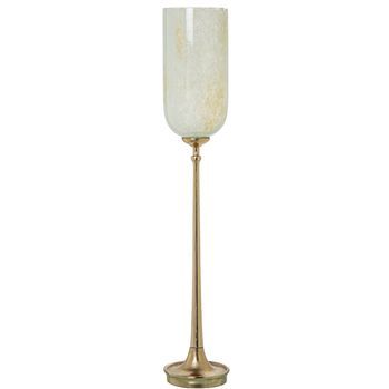 Portavelas Cristal Con Pie Alumi Nio Dorado