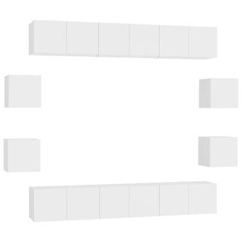 Set De Mueble Para Tv De 10 Uds | Mueble De Salón | Gabinete De Tv Madera De Ingeniería Blanco