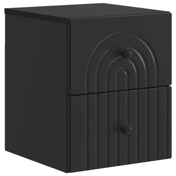Mesita De Noche - Mueble De Pared - Madera De Ingeniería - Negro (33x34.5x40cm)
