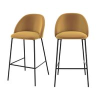 set de 2 sillas para isla de cocina de terciopelo amarillo 66 cm