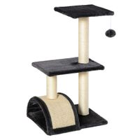 pawhut rascador para gatos de 3 niveles arbol para gatos con postes de sisal tablero para rascar y bola colgante gris   aosom espana