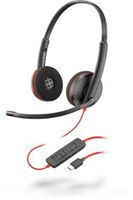 poly blackwire c3220 auriculares alambrico diadema llamadasmusica usb tipo c negro rojo