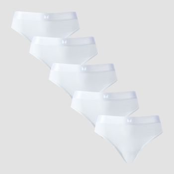 Braguita de bikini de talle medio para mujer de MP (paquete de 5) - Blanco - XS