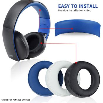 Almohadillas de repuesto para auriculares inalámbricos, diadema de cojín para SONY PS3 PS4, auriculares estéreo dorados, CECHYA-0083(L + R), negro azabache [modelo antiguo]