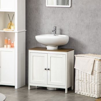 Mueble Debajo Del Lavabo De Melamina Madera Kleankin 60x30x60cm-roble