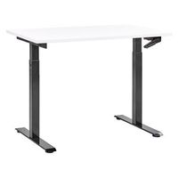 escritorio de altura regulable manualmente oficina moderna patas cuadradas  120 x 72 cm tablero blanco soporte de acero negro destines