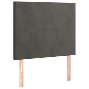 Cabecero Cama Mueble De Dormitorio Con Luces Led Terciopelo Oscuro 90 X 5 X 118/128 Cm Gris M02_0002693