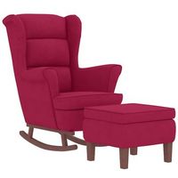 sillon de salon  silla  sillon mecedora patas madera y taburete terciopelo rojo vino