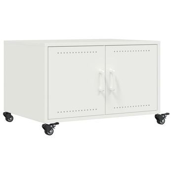 Mesa De Café | Mesa De Centro Acero Blanco 68x50x43,5 Cm