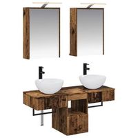 juego de muebles de bano 5 uds madera envejecida vidaxl