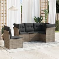 conjunto de sofas jardin con cojines 5 uds  mueble jardin mesa y sillas ratan sintetico gris cfw621372
