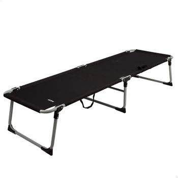 Cama Plegable Camping con Topes Antivuelco, 186x58x35 Cm, Negro