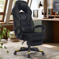 silla gaming ergonomica con reposapies de color negro