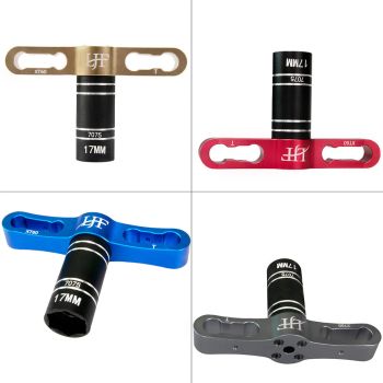 Llave de manga de hexágono del volante LJF para tuercas extraíbles de 17 mm, llave hexagonal de aluminio 7075 para pieza