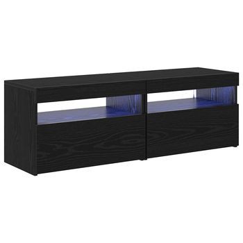 Mueble De Tv Con Led 2 Pcs Roble Negro 60 X 35 X 40 Cm Vidaxl