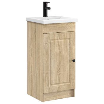 Vanidad De Baño Con Lavabo Roble Sonoma 42 X 40 X 84,5 Cm Vidaxl